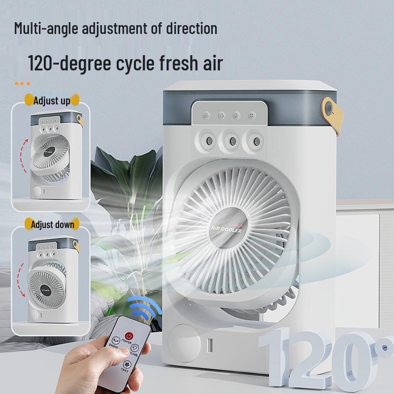Compact USB Rechargeable Three-Speed Spray Fan with Humidifier for Desktop Use