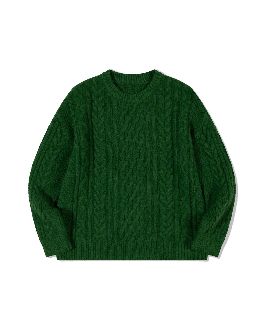Moa Classic Cable Knit Top (Green) Green/S