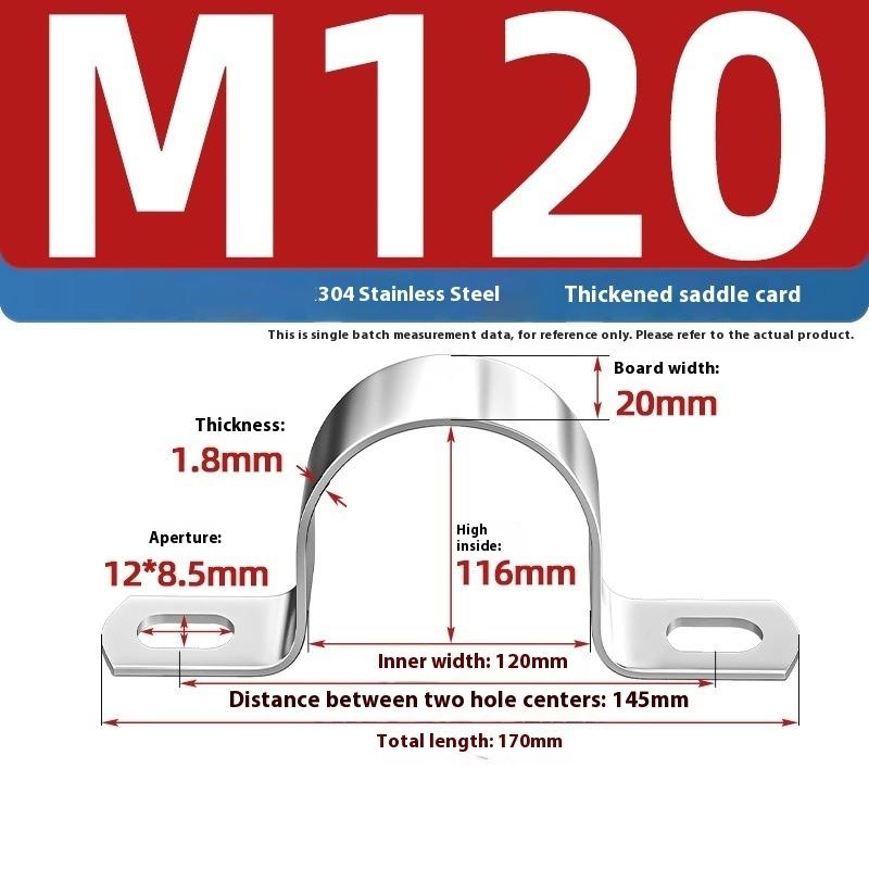 Zesílená U-třmenová sedlová svorka Nerezová ocel Koňský hřbet Drátěné hrdlo Obruč Klipy pro upevnění kabelů Použitelné pro potrubí OD 8-200 mm