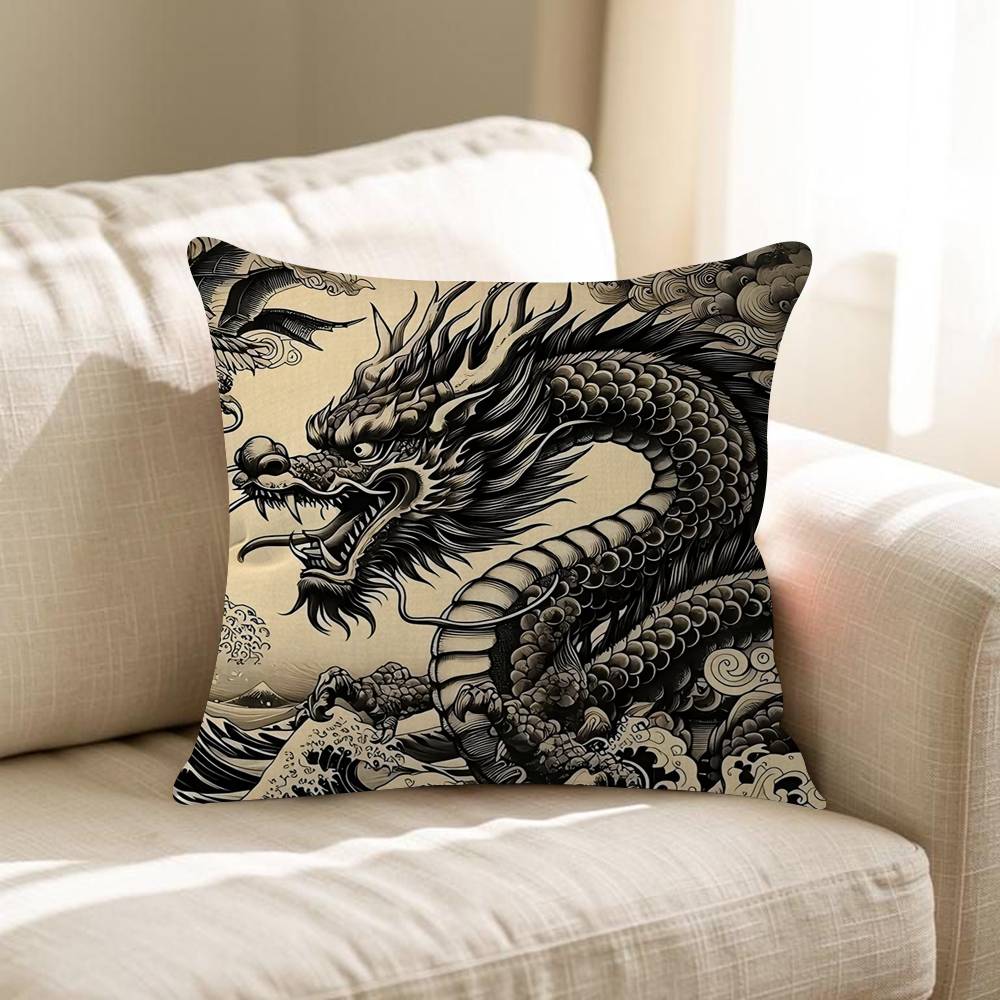 Fashion Black Dragon Pillow Cover For Bedroom Room And Living Room Sofa Decorative Cushion Cover