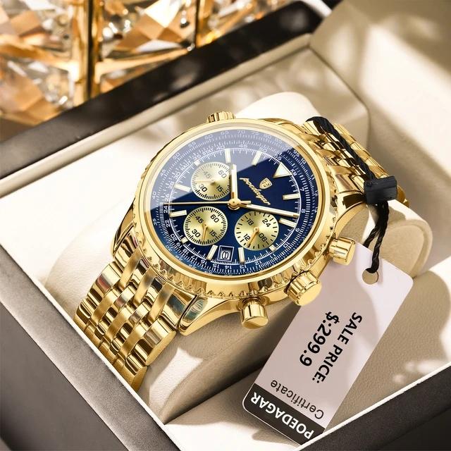 Top-Marke POEDAGAR 960 Luxus-Uhr für Herren Sport Quarz Edelstahluhren Leuchtendes Chronographen-Herren-Wasserdichte Uhr