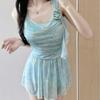 New Polyester Swimsuit Women's High-end Dress-style Fairy Fan To Cover the Belly and Show Thinness Ins Wind Bath Hot Spring Swimsuit