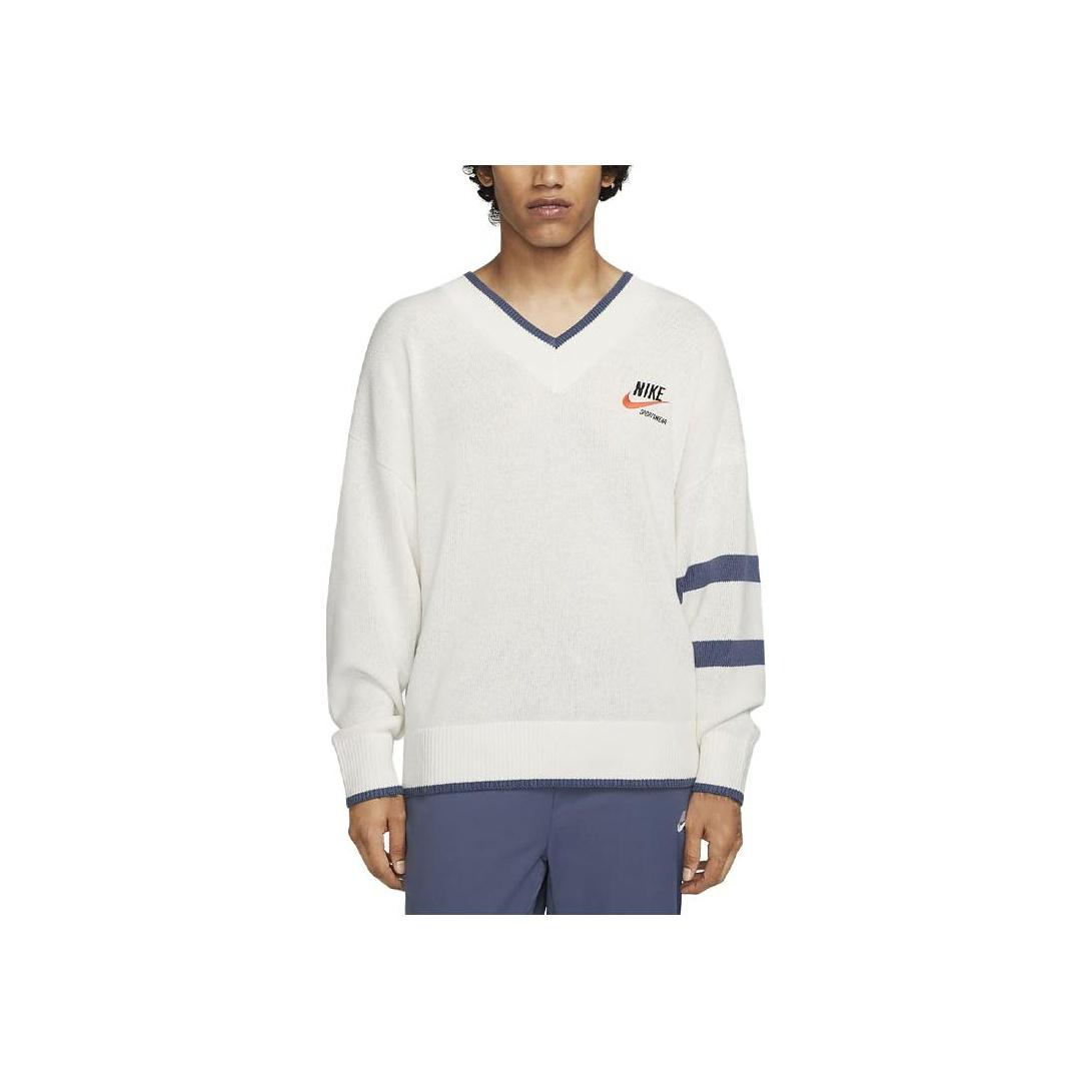 

Nike Solid Color Logo V-Neck Long Sleeve Sweater Men sweater White DX0008-133 M