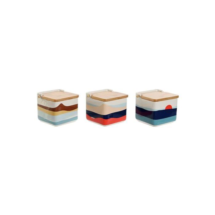 Salt Shaker with Lid - Home ESPRIT - Multicoloured - 750 Ml - 14x12.5x12 Cm - 3 Units - Tropical Bamboo