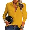 Casual Solid Color Women Loose Long Sleeve Shirt Single Breasted Lapel Pocket Stitching Fashion