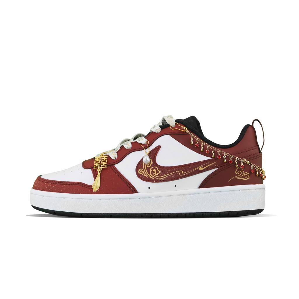 Nike Court Borough 2 Slip Resistant, Abrasion Resistant, Lightweight Low Top Skateboard Shoes Women's Red BQ5448-115(Team129-)