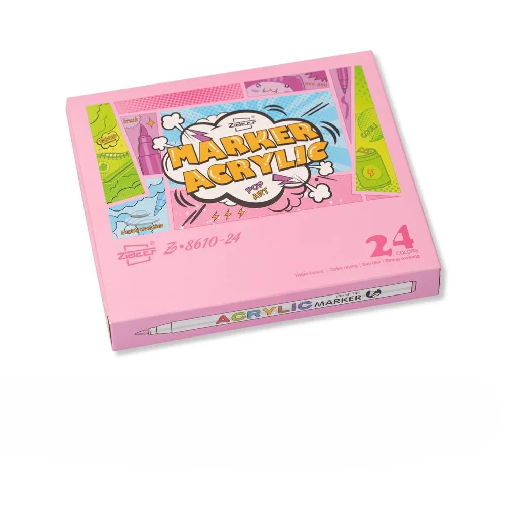 18/60 Colors Acrylic Markers Collection Brush Pens for Fabric Rock Painting Pen Ceramic Glass Canvas DIY Card Making Art Supplies