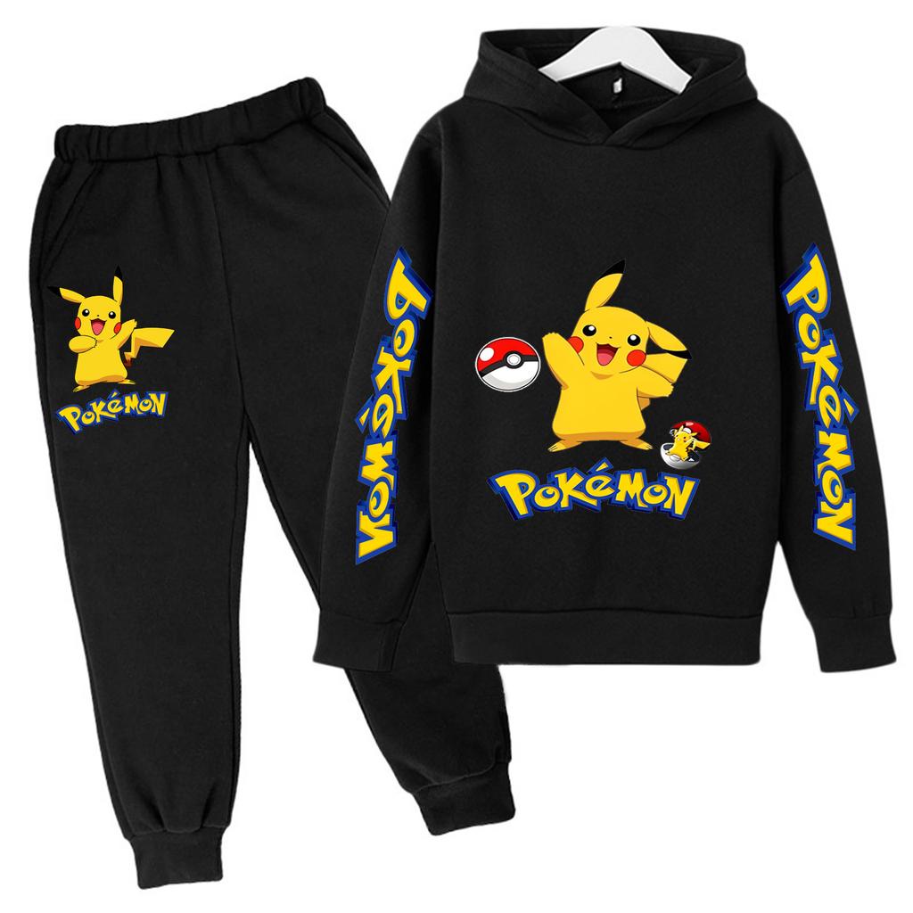 Kinder Freizeit Anime Pikachus Hoodie Set Frühling Herbst 3-14J Jungen Kleidung Mädchen