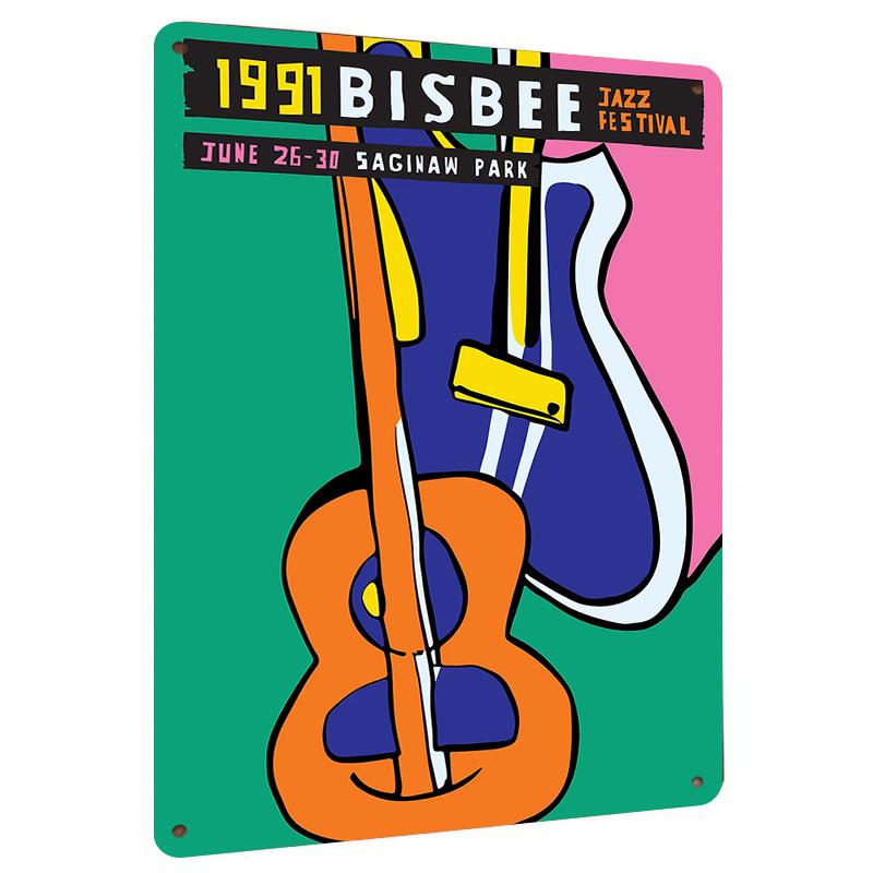 

Bisbee Jazz Festival Vintage Metal Wall Art Colorful Music Poster Decor for Home Bar 20x30cm（7.8x11.8inch）