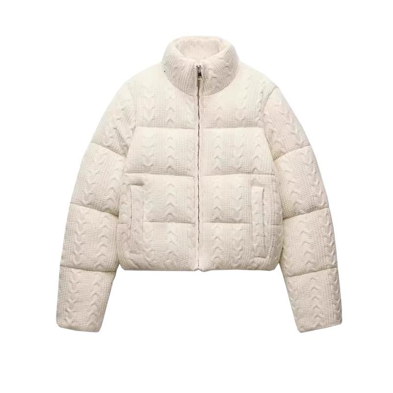 Fall and Winter New Women's Clothing French Style All-Matching Stand Collar Long Sleeves Zipper Short Cotton Jacket Jacket Outwear 6318229