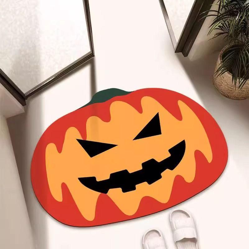 Halloween Pumpkin Diatom Mud Non-slip Floor Mat Creative Holiday Decoration Toilet Door Absorbent Mat Bathroom Floor Mat