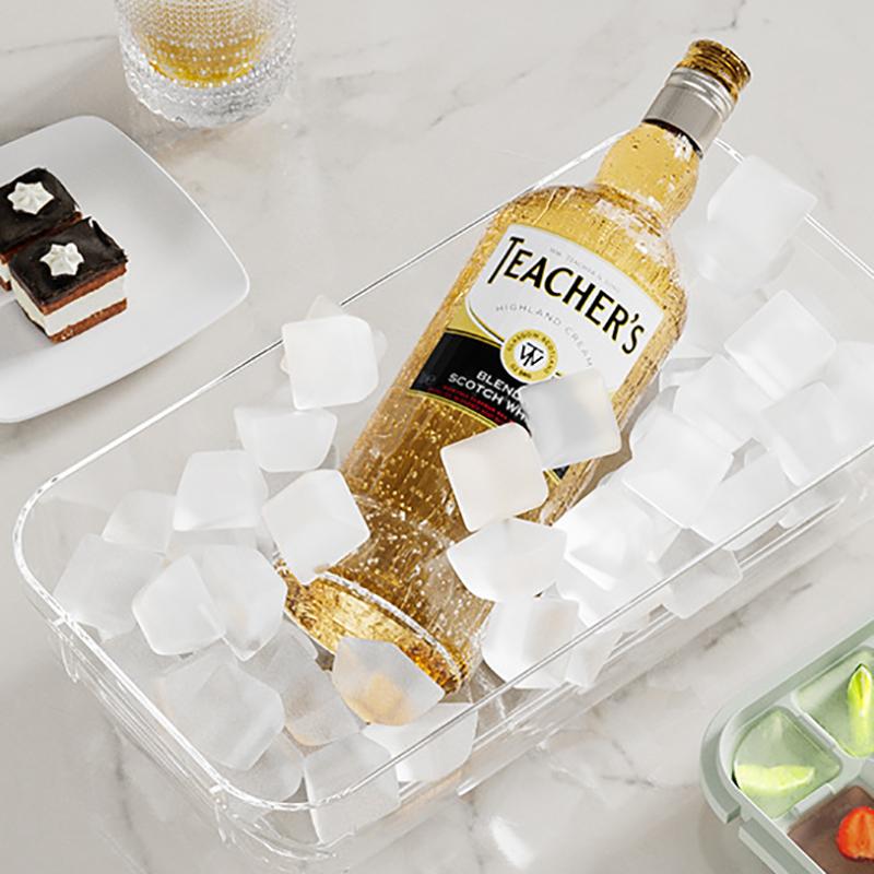 Forma na 18/32 kostek ledu s víkem, lopatkou a úložným boxem, vyjmutí jedním kliknutím, výrobník ledu, DIY, koktejlové nástroje na whisky