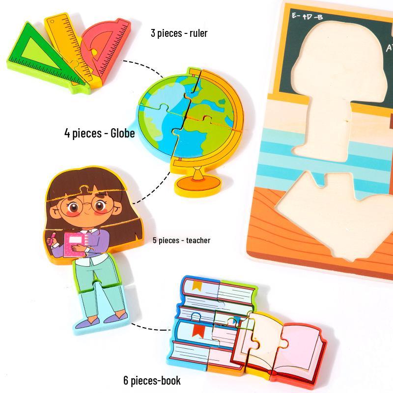 Wooden 3D Puzzle Educational Tool for Early Development