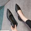Pointed head, shallow mouth, low heel women's single shoes are not tired of standing for a long time, work shoes, black women's professional work soft
