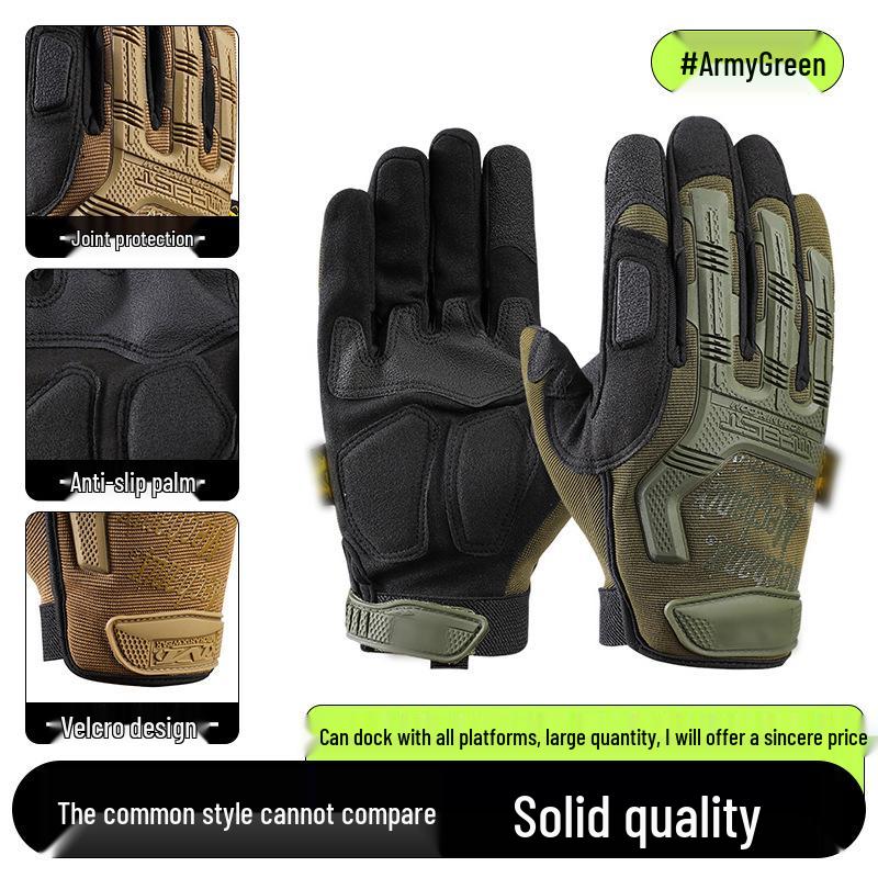 Men's Full-Finger Outdoor Tactical Gloves - Cut-Resistant, Wear-Resistant for Motorcycle Riding & Combat