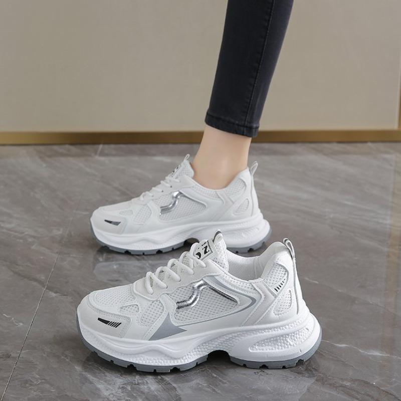 Taizhou large size mesh running shoes spring new color matching dad shoes college style platform sports shoes