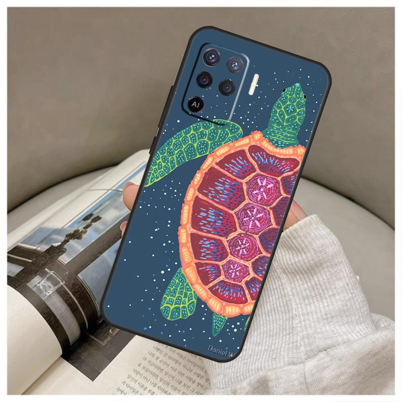 Swimming Freshwater Sea Turtles For OPPO A15 A16 A17 A74 A94 A58 A78 A98 A76 A96 A77 A5 A9 A52 A72 A79 A53S A54S A57S Case