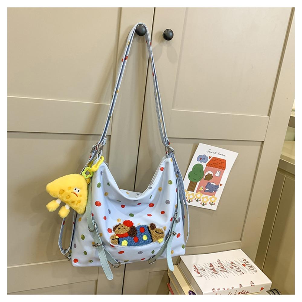 Japanese cute messenger bag female niche design polka dot dog shoulder bag multi-functional student class backpack