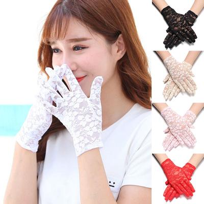 Guantes Cortos de Conducción para Mujer con Protección Solar Guantes de Encaje para Novia Mitones Calados Guantes con Protección UV