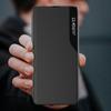 For iPhone 15 View Window PU Leather Phone Case Anti-scratch Flip Stand Phone Cover