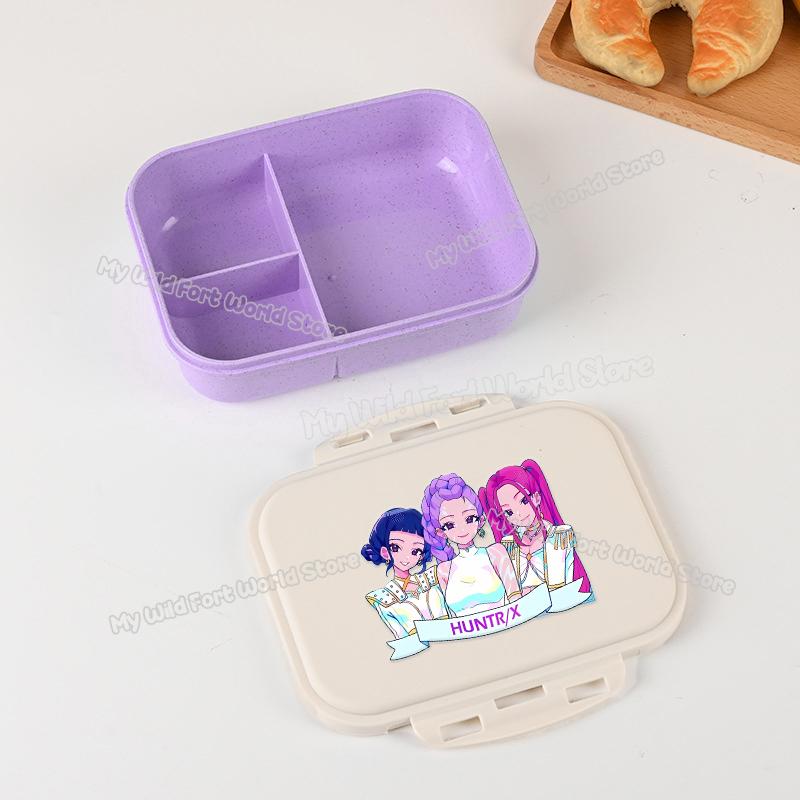 Kpop Lovci Démonů Krabička na oběd pro kluka holku Roztomilá Mira Zoey Jinu Přenosná plastová Bento krabička s nádobím na jídlo ovoce