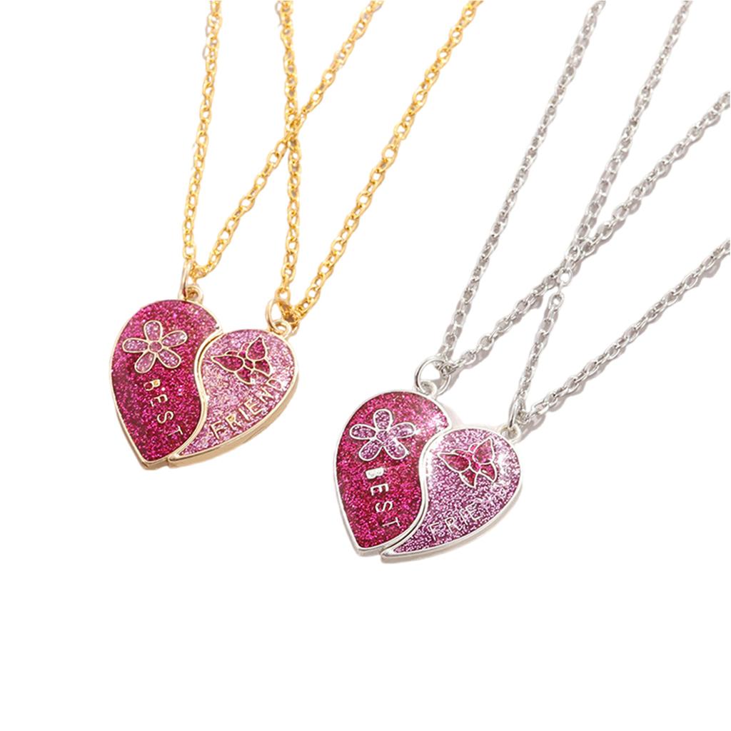 Stylish Best Friends Neck Jewelry Set Magnetic Best Friends Necklace with Heart Butterfly Flower Women Clavicle Chain