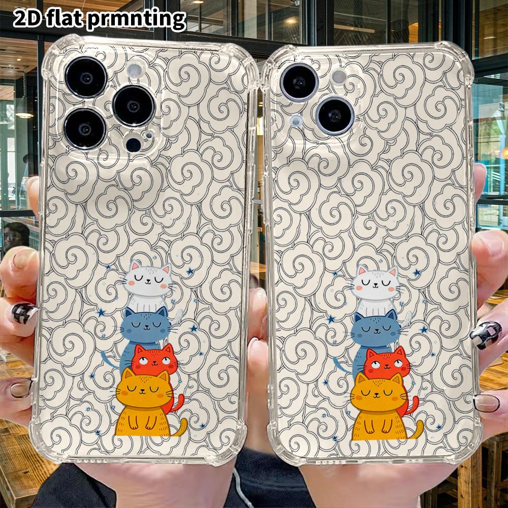 Phone Case: 2D Flat, Fits iPhone 18 17 16 15 14 13 Pro, Transparent Corner Protection Case, DDDCat, Christmas and Halloween Gifts