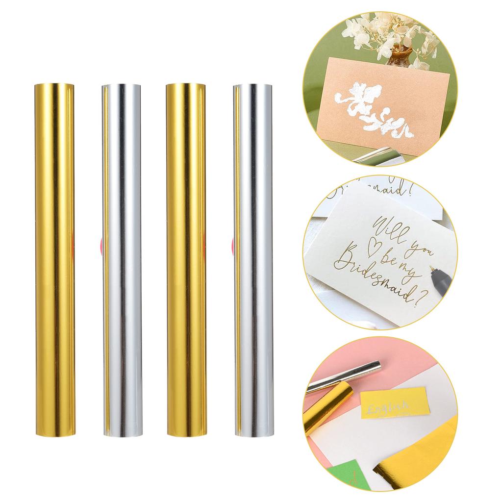 4 Rolls Gold & Silver Hot Foil Paper, Hot Foil Roll Used with Hot Foil Pen