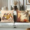 Autumn Cat Pattern Decorative Throw Pillow Cover 2D Printed Polyester Sofa Cushion Case for Home Living Room Decor