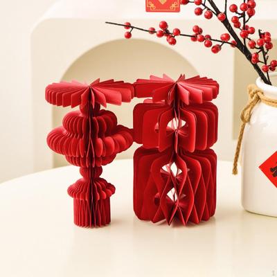 Dekoration med bikakemotiv Årsdekoration Girland Dekorativa röda pappersornament för vardagsrum