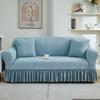 Leaf Texture All-Inclusive Skirt Sofa Cover with Ruffled Trim - Stretchy Polyester-Spandex Blend Fits 1-4 Seater Couches for Living Room, Bedroom