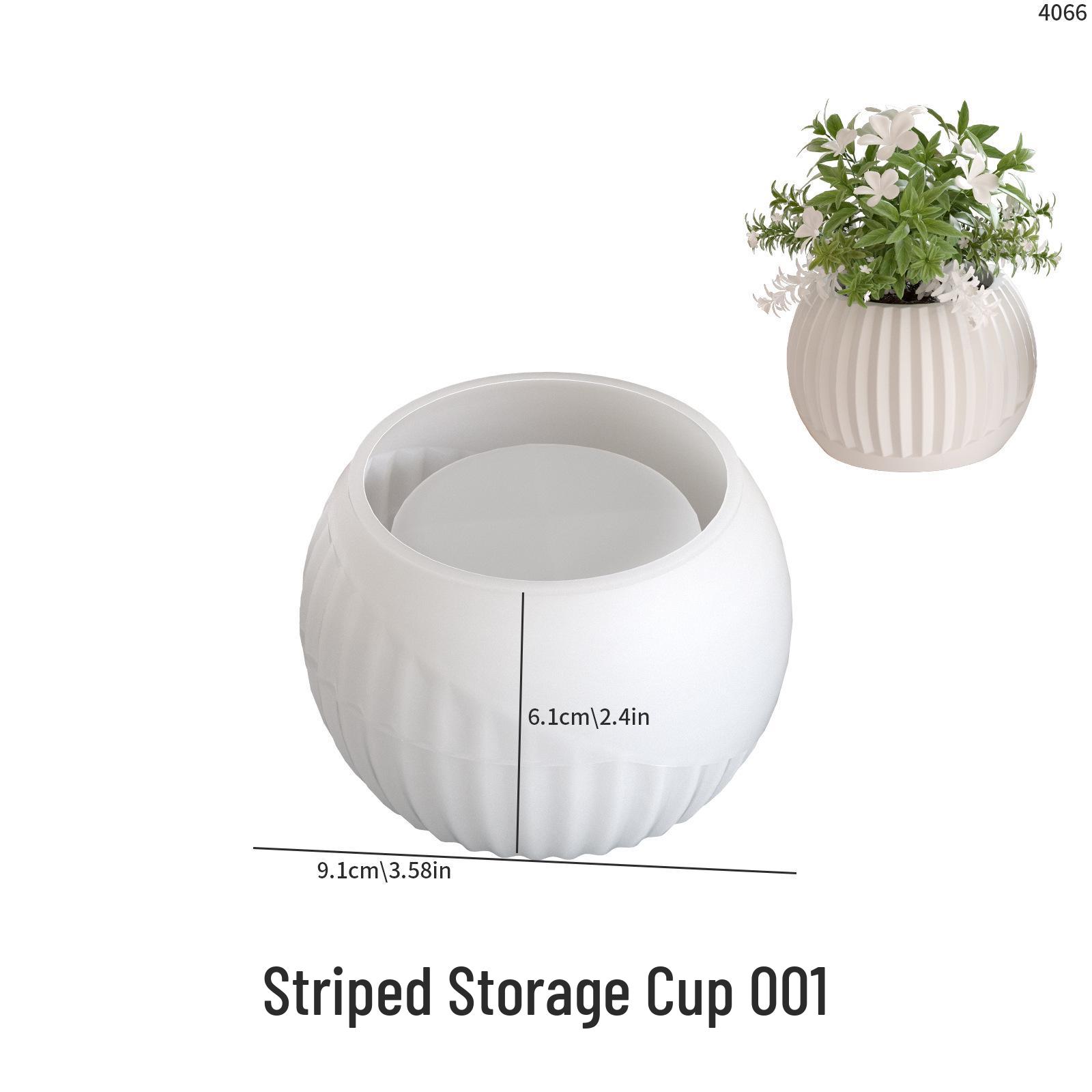 Nordic Poppy Scented Candle Holder Silicone Mold for Vertical Stripe Planter