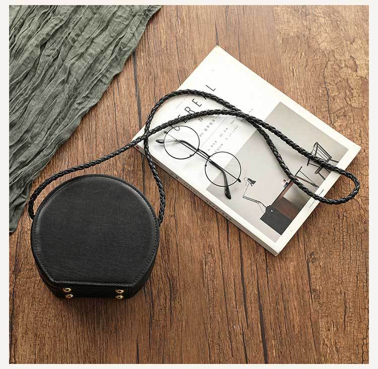 Простая маленькая круглая сумка Johnature из натуральной кожи — фото 12