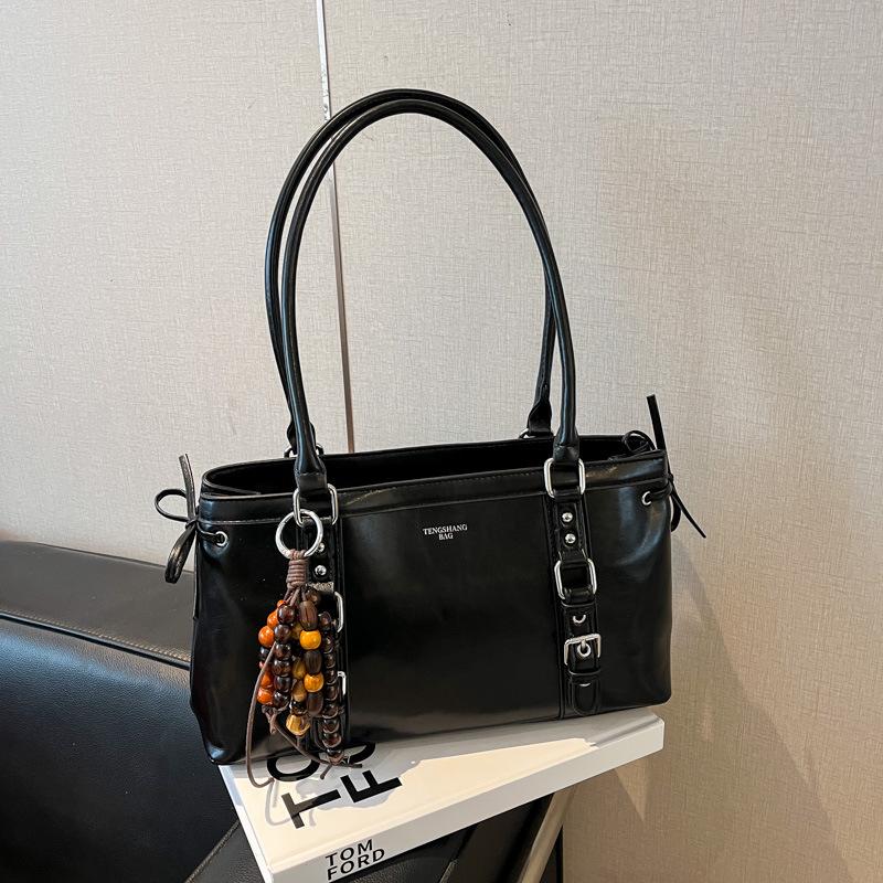 

Ретро минималистичный плечевой тоут для женщин Осень/Зима 2025 Without Pendant чёрный