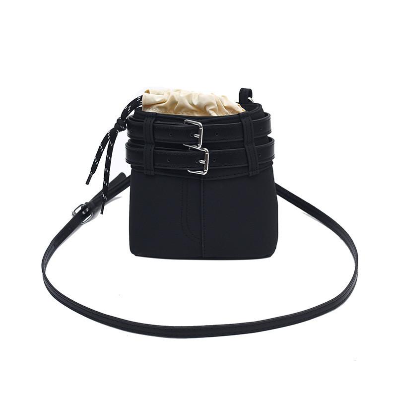IELGY Hand-Carry Contrast Color Drawstring Bucket Bag Niche Retro Fashion One-Shoulder Messenger