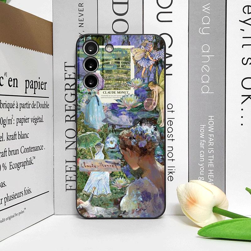 Luxury Beautiful Girl Phone Case for Samsung Galaxy S25 S24 S23 Ultra S22 Plus S21 FE S25 Edge Soft Cover Coque Claude Monet Art