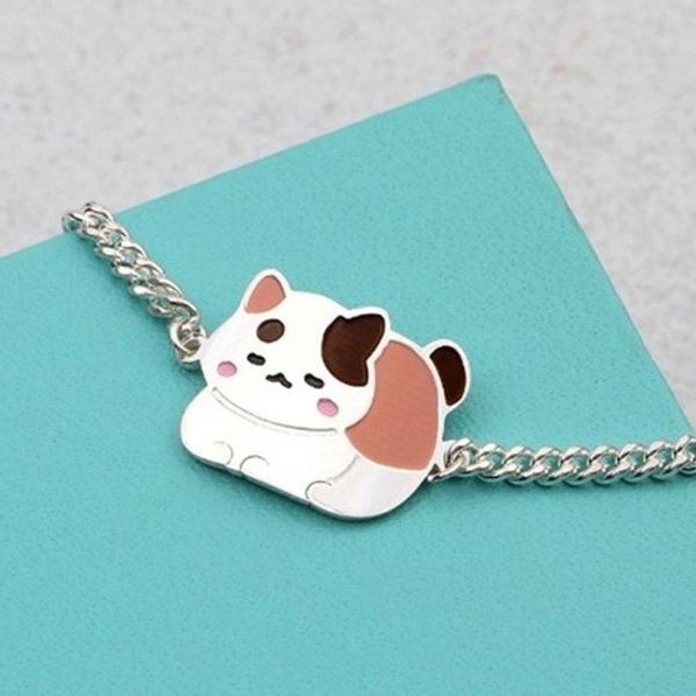 

[As Little] Children s Silver Bracelet 925 Silver Cat Kids Pendant