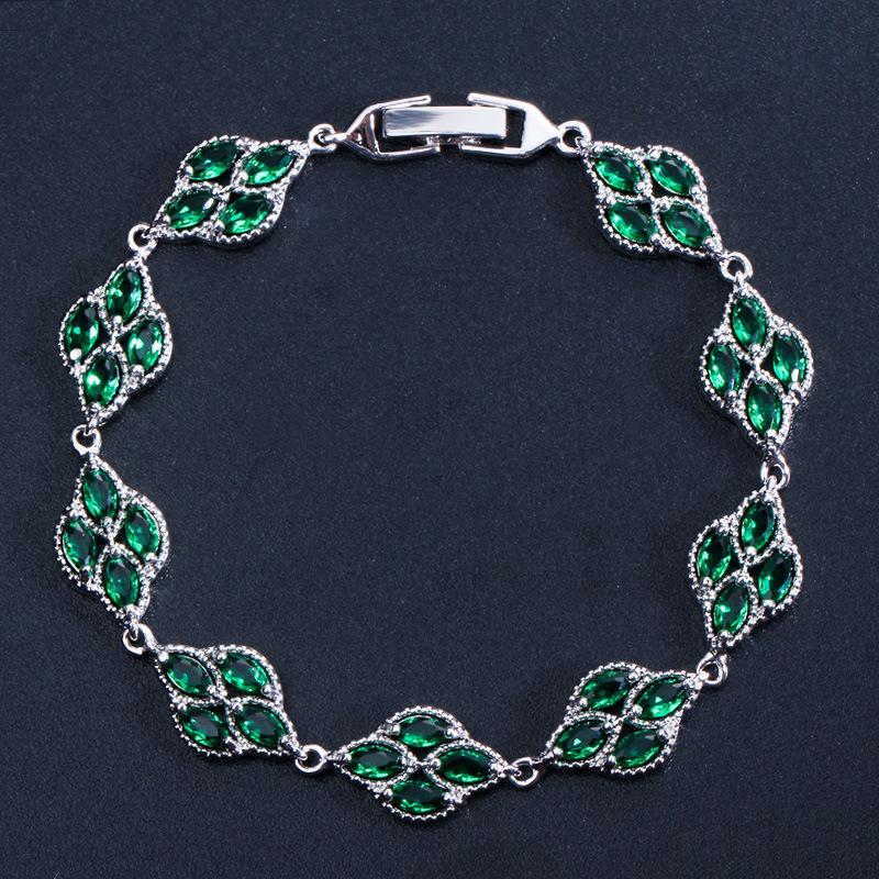 

S0126 Ювелирные изделия с ручным ветром, Браслет с цирконом 3A, Многоцветный на выбор зелёный