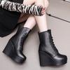 2026 Damskie Czarne Koturny Platforma Botki na Kostkę Zamek Boczny Gruba Obcas Botas Wiosna Jesień Moda Damskie Buty Rozmiar 33-43 Botines
