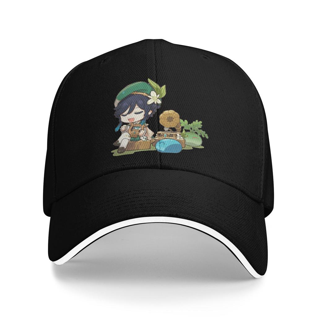 Genshin Impact Cute Geo Slime Baseball Cap Retro Anime Game Sandwich Hats Unisex Style Polyester Dad Hat Sport
