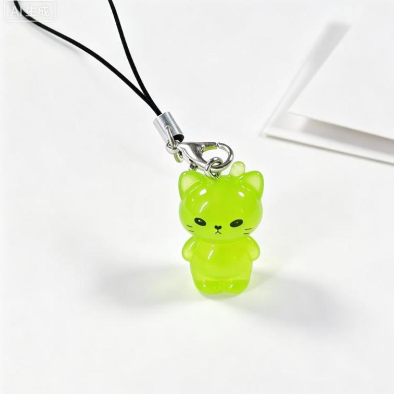 Cute Glow In The Dark Cat Keychain Resin Mobile Phone Pendant Bag Charm Backpacks Purses Pendant Party Gift