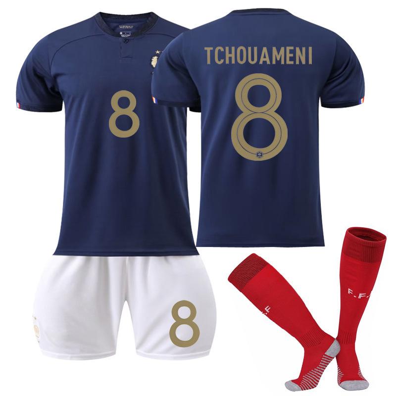 French national team home jersey number Mbappe Griezmann adult football jersey suit men's