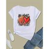 Women's Plus Size Y2K Style Basketball Heart Print T-Shirt – Comfy Loose Fit Casual CottonTee for Work, Home, or Outings