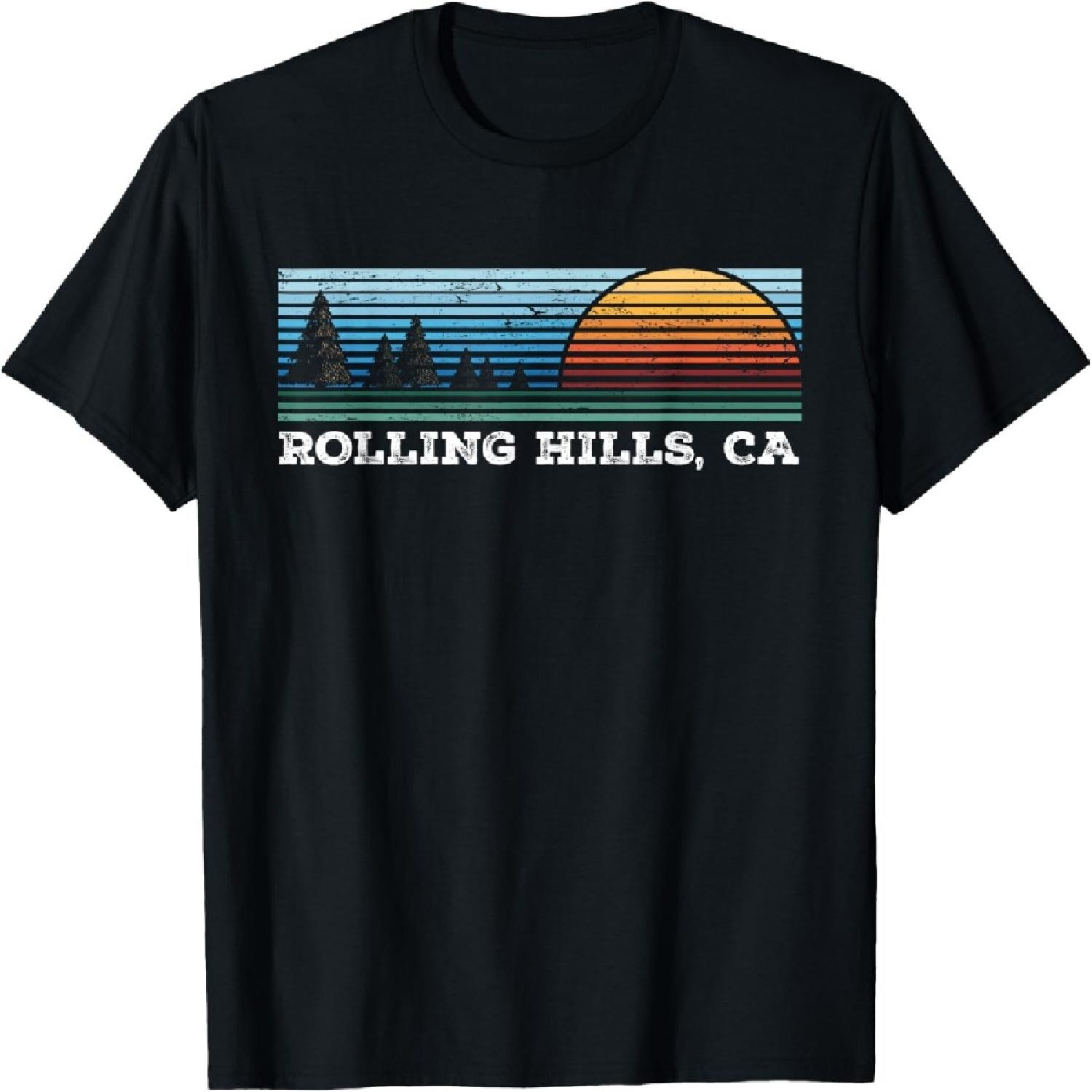 Retro Sunset Stripes Rolling Hills, California T-Shirt XXXXXL разноцветный