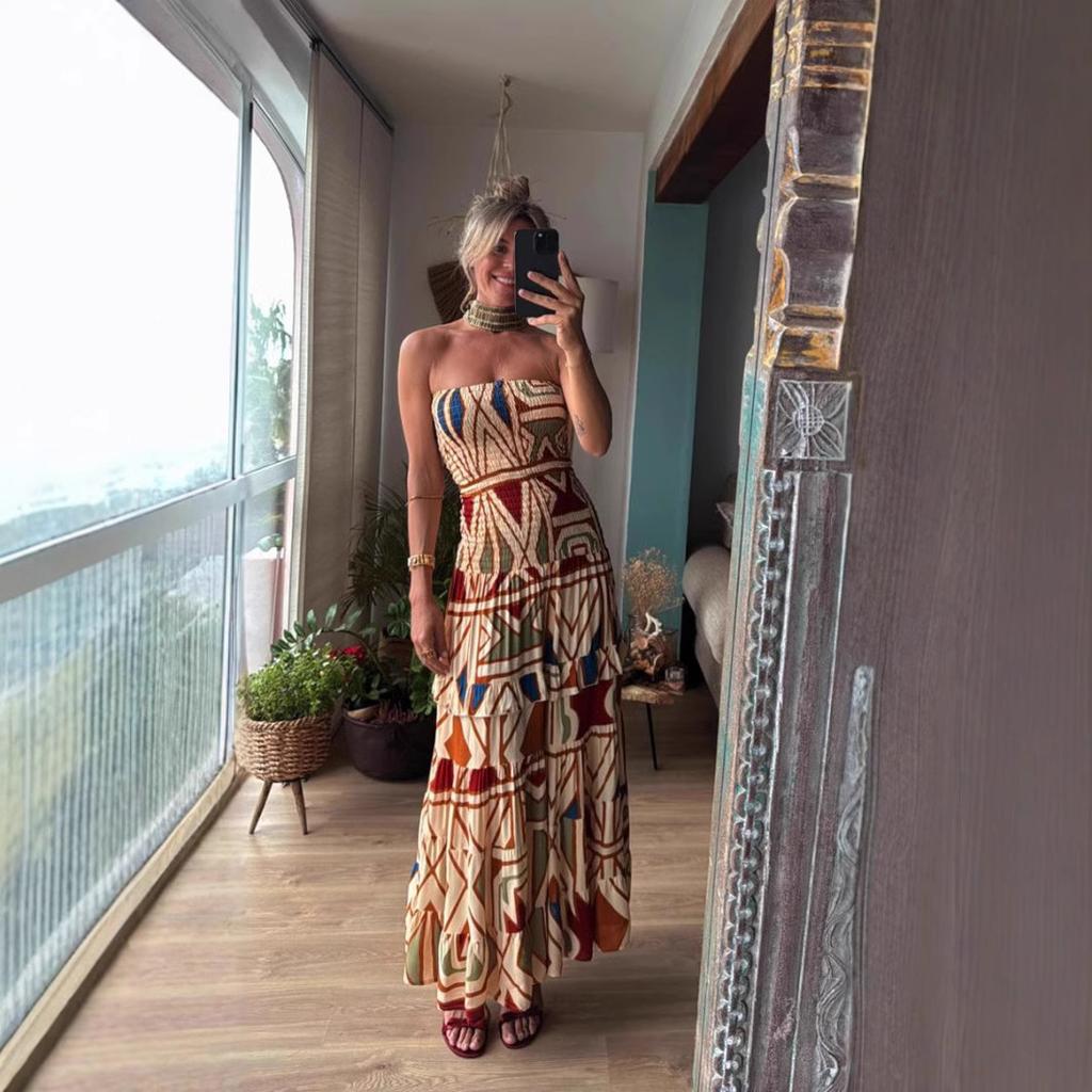 Summer Women's Retro Bohemian-style Printed Halter Dress