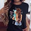 Maycaur Women T Shirt Cartoon Mom with Sons Shirt Fashion Print Casual Woman Tee Ladies Female T-shirt Short Sleeve T Top Shirt