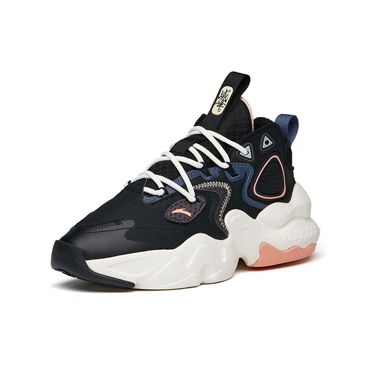 Anta Badass Weifeng 2 Fleece Shock Absorbing Non-Slip Wear-Resistant Warm Mid-Top Sports Casual Shoes Women Sneakers Black Blue 122148901-3