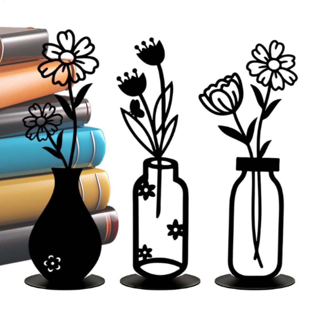 Vase Set 3 Pieces Modern Aesthetic Metal Art Statue Wall Art Table Vase Home Decor for Bedroom Living Room Kitchen Farmhouse