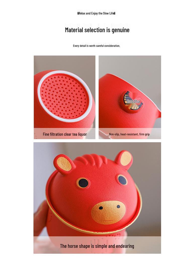 2026 Year of the Horse Travel Tea Set - Ideal New Year Gift for Employees and Customers