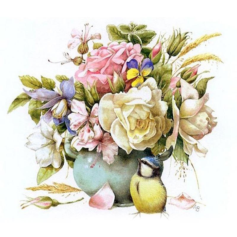 Kit de pictura cu diamante cu flori, broderie cu diamante cu strass, pictura DIY